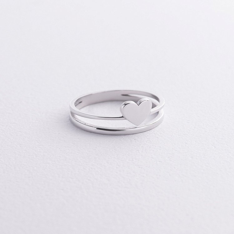 Кольцо "Сердечко" в белом золоте к08136 от ювелирного магазина Оникс - 2
