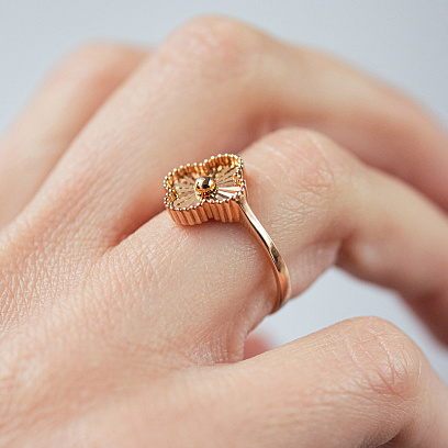 Кольцо "Клевер" в красном золоте к08126 №5