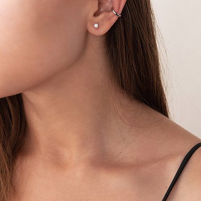 Сережка - каффа в білому золоті с07492 №5