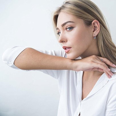 Золотые серьги (топаз "Лондон голубой") с02408 №4