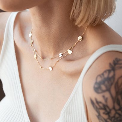 Подвійне кольє "Монетки" з жовтого золота кол01874 №5