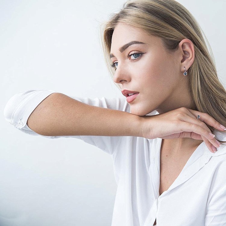 Золотые серьги (топаз "Лондон голубой") с02408 от ювелирного магазина Оникс - 3