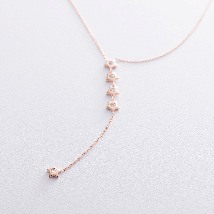 Золотое колье "Звездочки" с фианитами кол01496 от ювелирного магазина Оникс - 2