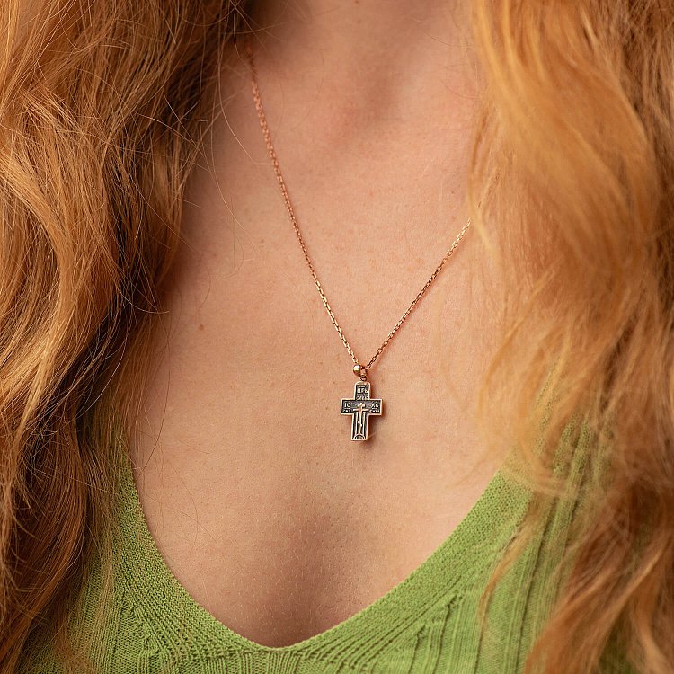 Золотий хрестик (чорніння) п03250 від ювелірного магазину Онікс - 3