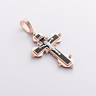 Золотой крестик "Распятие. Спаси и Сохрани" (фианиты, эмаль) 270057E от ювелирного магазина Оникс