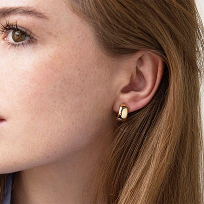 Серьги - кольца из желтого и белого золота с07524 №4