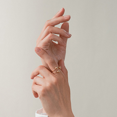 Кольцо "Шарики" в желтом золоте к08282 №5