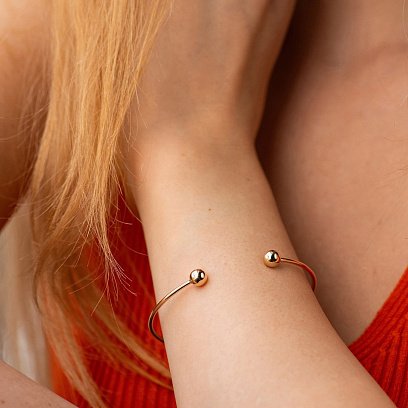 Жесткий браслет "Шарики" (желтое золото) б05475 №6