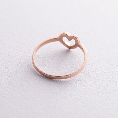 Кольцо "Сердечко" в красном золоте к07409 №5