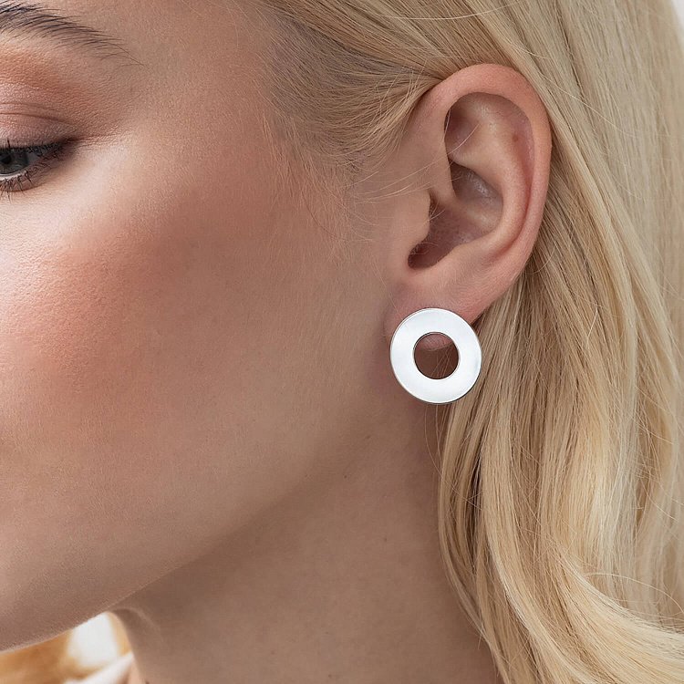 Срібні сережки - пусети "Дзеркальні" (2.1 см) 123157 від ювелірного магазину Онікс