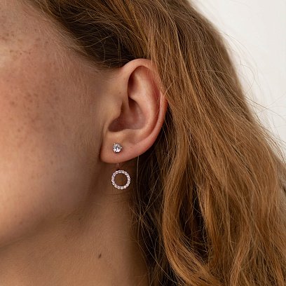 Серебряные серьги - джекеты "Круговорот" с фианитами 2674/9р-CZ