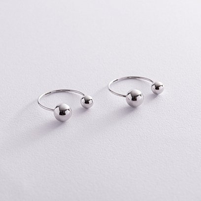 Серьги "Хельга" с шариками (белое золото) с08235 №11