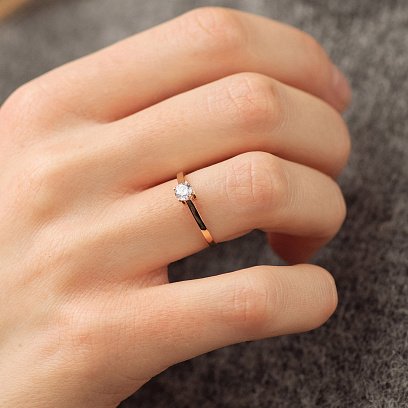 Золота заручальна каблучка з сердечком (фіаніт) к07988 №2