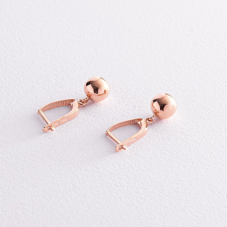 Серьги "Шарики" в красном золоте с02999 от ювелирного магазина Оникс - 1