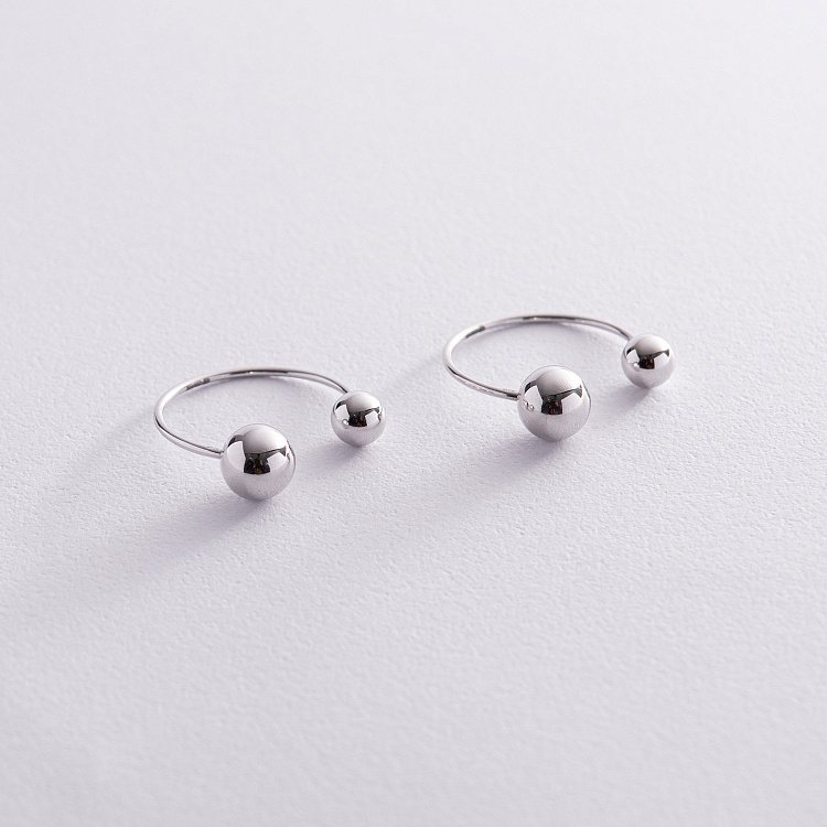 Серьги "Хельга" с шариками (белое золото) с08235 от ювелирного магазина Оникс - 12