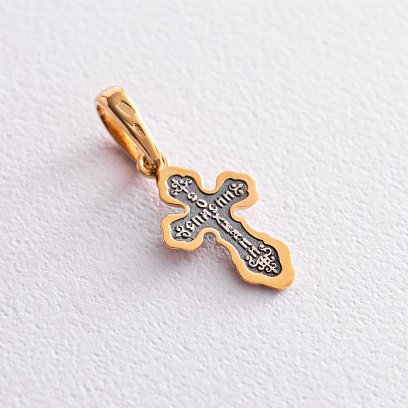 Срібний хрестик з позолотою "Розп'яття. Спаси і Збережи" 131969 №2