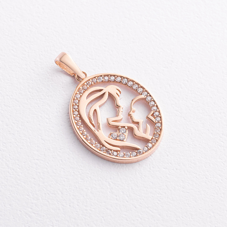 Золотий кулон "Мама та дитина" з фіанітами п04103 від ювелірного магазину Онікс