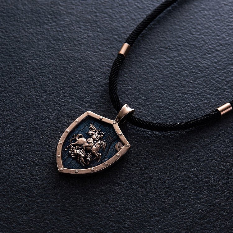 Золотой кулон "Георгий Победоносец" п03808 от ювелирного магазина Оникс - 2