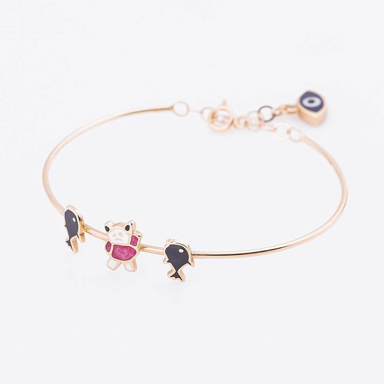 Золотий дитячий браслет з рибками і Мишком б00803ж від ювелірного магазину Онікс