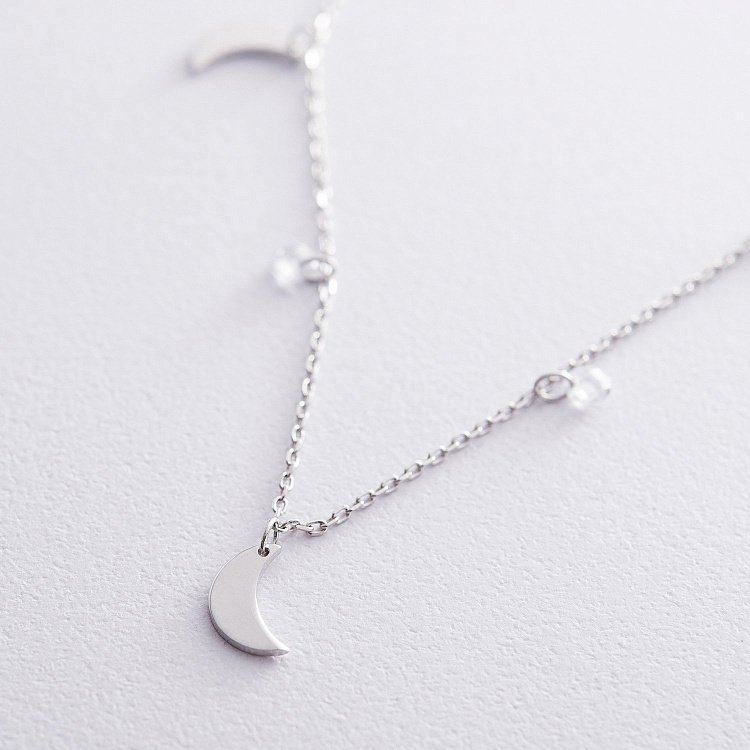 Подвійне срібне кольє "Місяць" з фіанітами 18946 від ювелірного магазину Онікс - 2