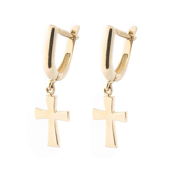 Золоті сережки з хрестиками с05622 від ювелірного магазину Онікс - 1