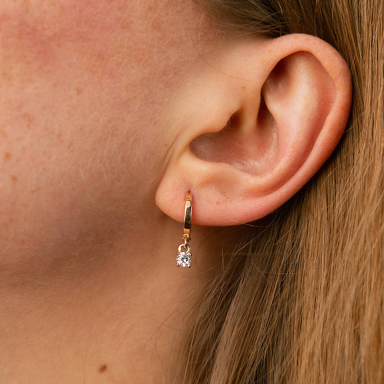 Серьги в красном золоте (фианиты) с09183 от ювелирного магазина Оникс - 3