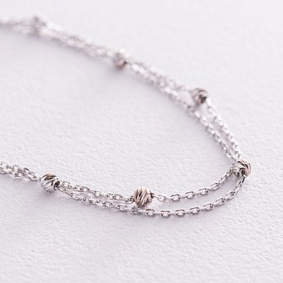 Двойной браслет "Шарики" в белом золоте б04705 №3