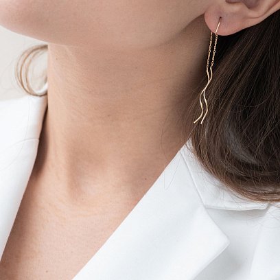 Серьги - протяжки "Завиток" из желтого золота с07200 №2