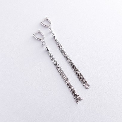 Серьги "Игривость" в белом золоте (фианиты) с06879 №3