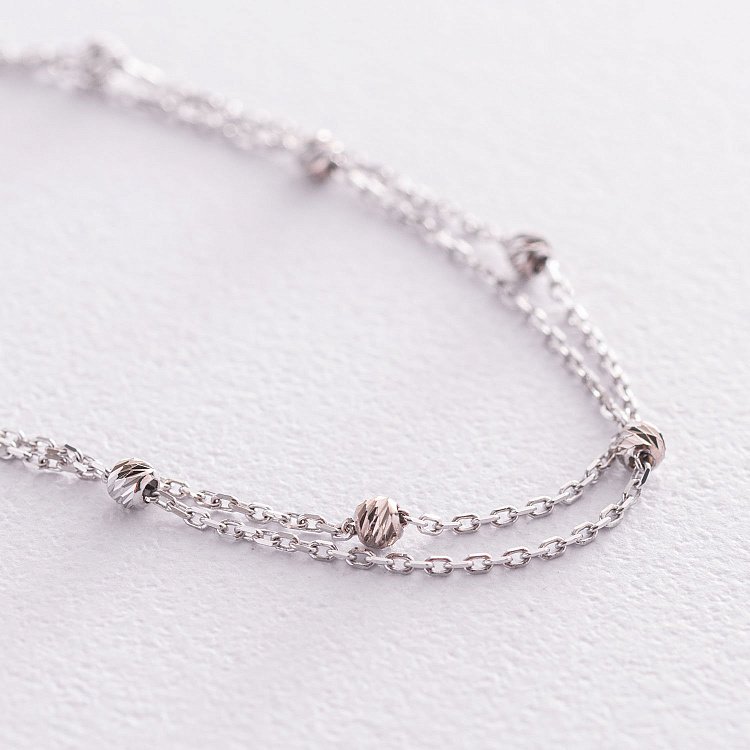 Двойной браслет "Шарики" в белом золоте б04705 от ювелирного магазина Оникс - 2