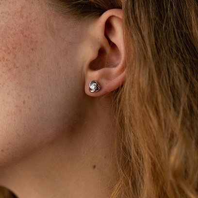 Золотые серьги - пусеты с фианитами с03396 №2