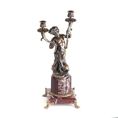 Бронзовая фигура ручной работы "Мальчик с подсвечником" сер00070 №4