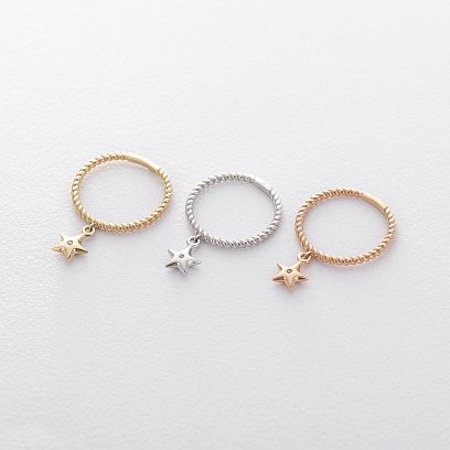 Золотое кольцо "Звезда" (фианит) к06119 №3