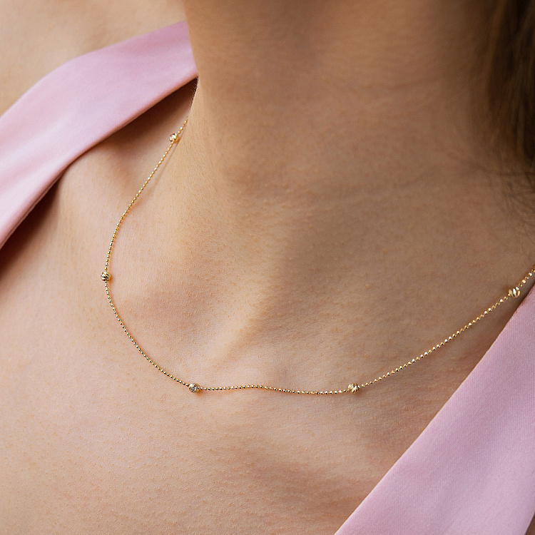 Колье "Шарики" в желтом золоте кол02586 от ювелирного магазина Оникс - 6