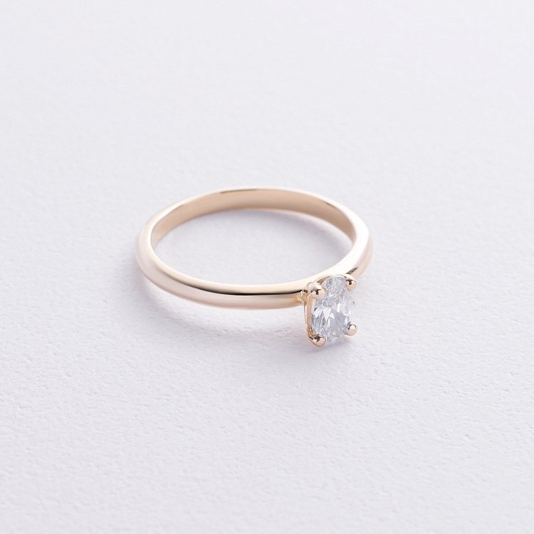 Помолвочное кольцо в красном золоте (фианит овал) к08198 от ювелирного магазина Оникс - 2