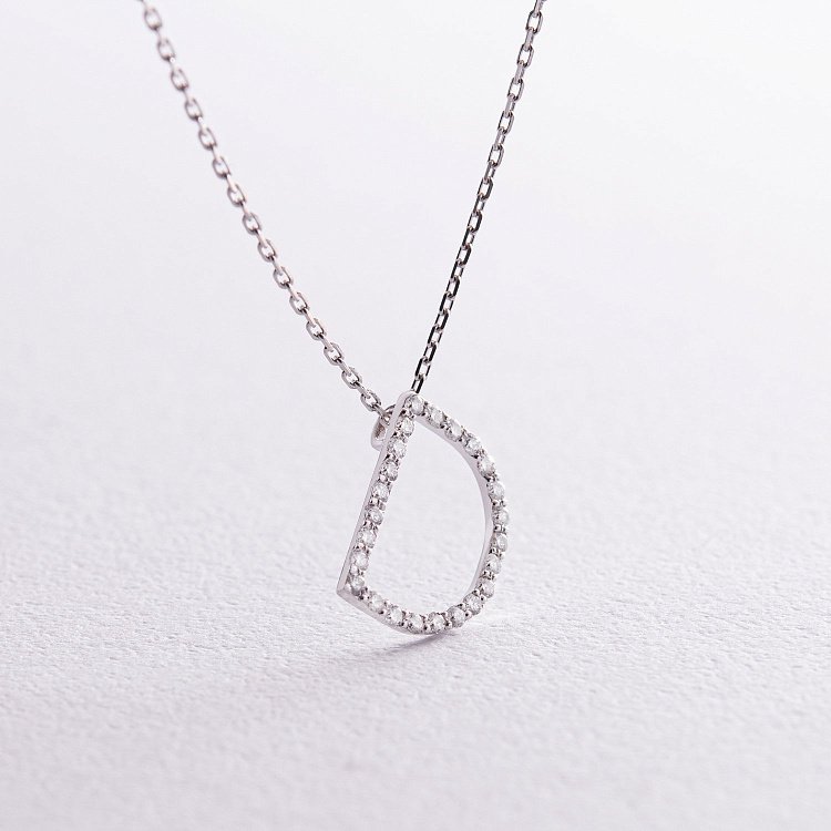 Золоте кольє з літерою "D" з діамантами 133621121 від ювелірного магазину Онікс - 1