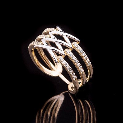 Эксклюзивное золотое кольцо с фианитами к04277