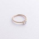 Помолвочное золотое кольцо с фианитом к08158 от ювелирного магазина Оникс - 1