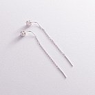 Срібні сережки - протяжки з фіанітами 123106 от ювелирного магазина Оникс