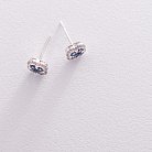 Золоті сережки-пусети "Клевер" з сапфірами і діамантами сб0282ai от ювелирного магазина Оникс - 4