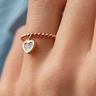 Шариковое золотое кольцо "Сердечко" с перламутром к07203 от ювелирного магазина Оникс - 5